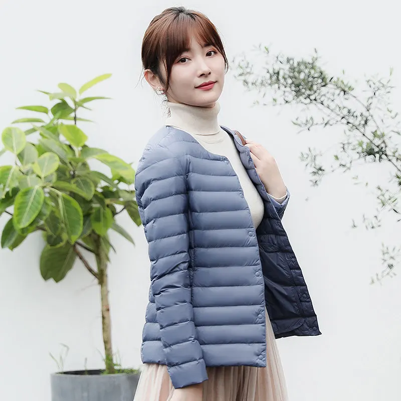 Women Warm Down Coat New Autumn Winter Ultra Light Thin White Duck Down Jacket Parkas Ladies Single Breasted Bigsize Outwears