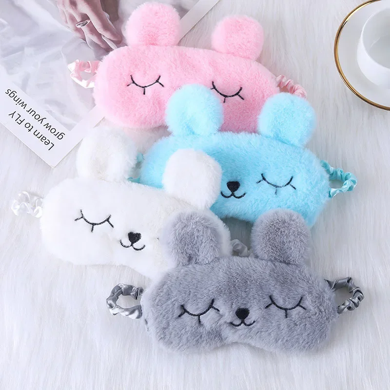 Cute Cartoon Rabbit Plush Sleeping Eye Mask Comfortable Sleep Mask Sleep Aid  Home Shading Light Eye Cover Eyeshade