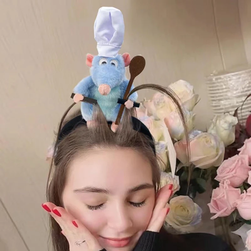 Ratatouille Hairpin Disney Series Headdress Remy Plush Toy Wide-brimmed Headband Decoration Creative Household girl gifts
