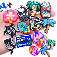 1PCS Summer Beach Series Shoe Charm GUAM Coconut Trees Garden Slipper Accessories DIY Phone Case Decor For Kids Gifts Button