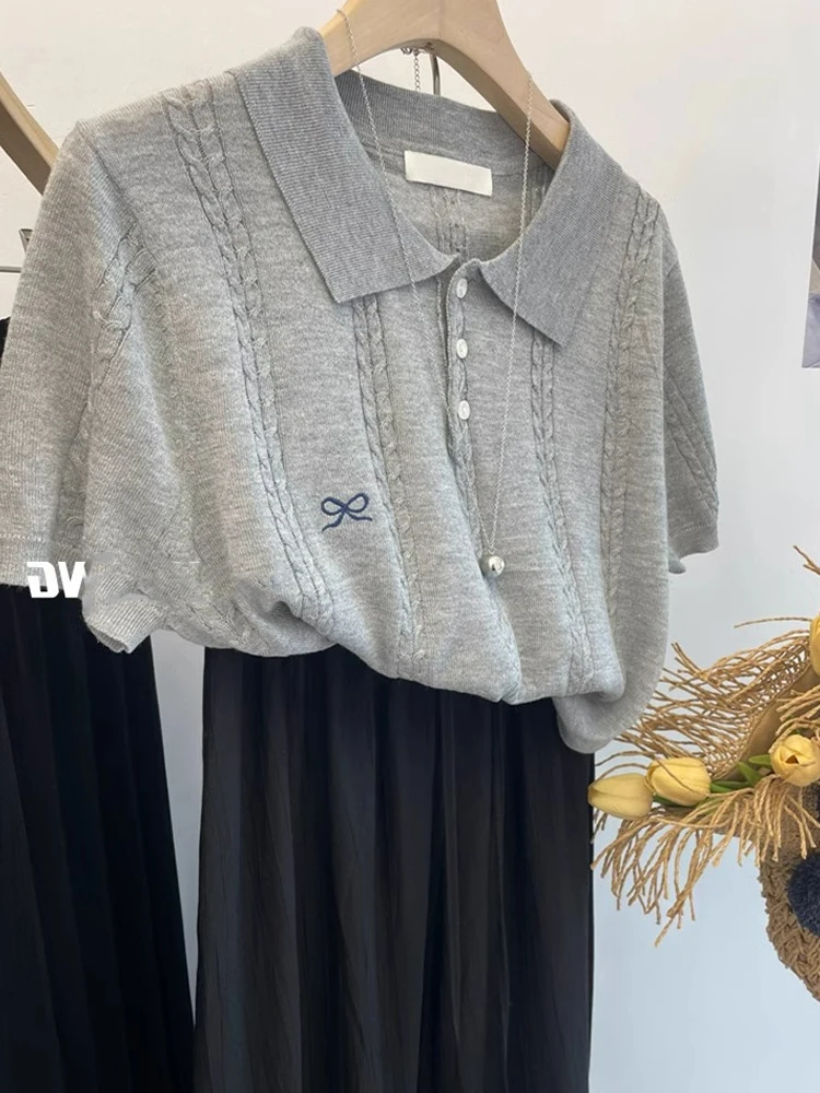 

Корейский Sle Pure Color Ice Silk Base irt Удобный ort Sve Отложной воротник Универсальный летний новый дизайн Сенсационный топ