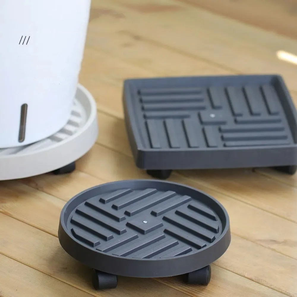 New Mobile Flower Pot Stand Trays Plastic Round Square Flower Disc Base with Wheels Anti Rotting Root Plant Pot Tray Stand Patio