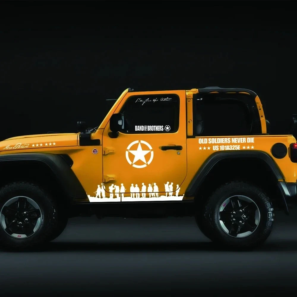 

12PCS Car Door Vinyl Stickers For Jeep Wrangler JK TJ Jl YJ Auto Pentagram Soldiers Body Decoration Vinyl Decals Accessories