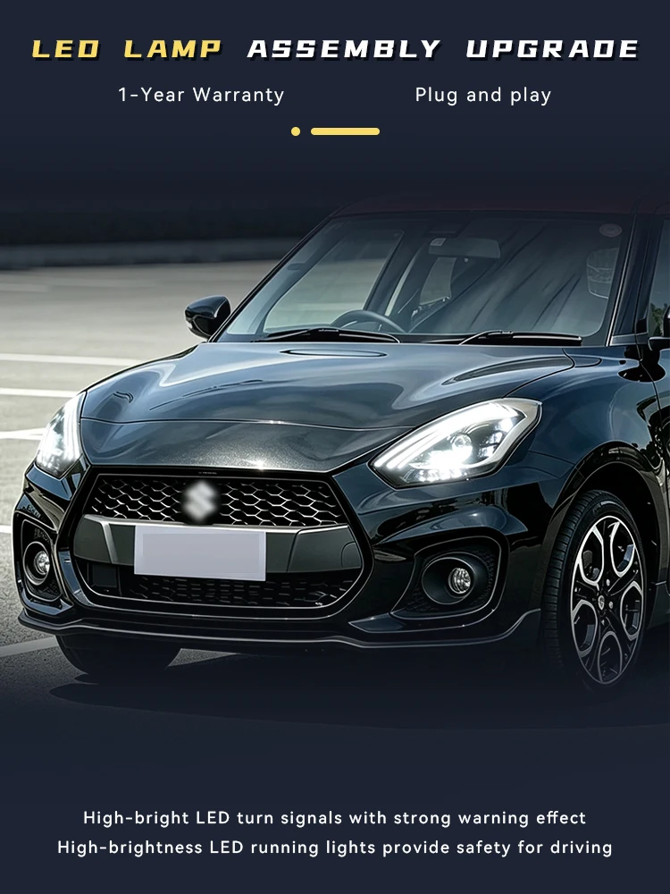 Car Styling For Suzuki Swift 2017-2023 Front Lamp DRL Headlight Turn Signal Highlight Upgrade LED Bulbs Projector Lens Auto