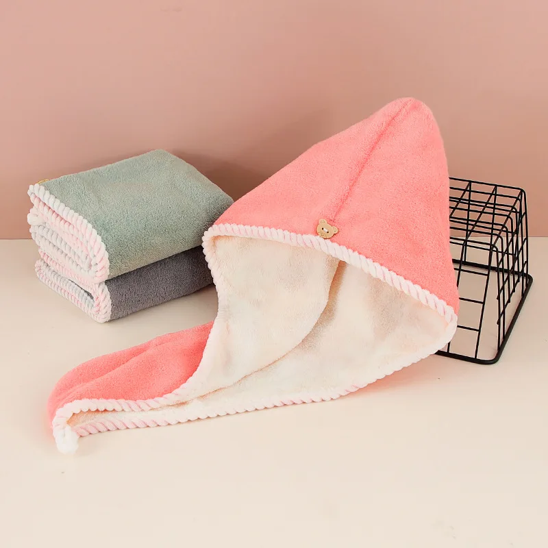 Double-layer Thickened Popular Hair-drying Cap for Women, Super Absorbent, No-blow, Quick-dry Hair Wrap Towel Bath Cap