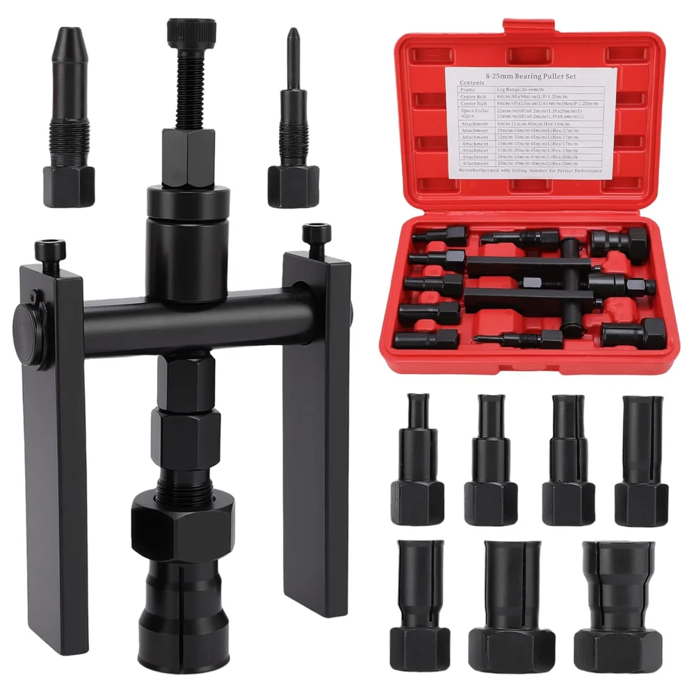 Motorcycle Internal Bearing Puller Set 8-25MM 10 Pieces Wheel Bearing Remover Tool Blind Hole and Inner Insert