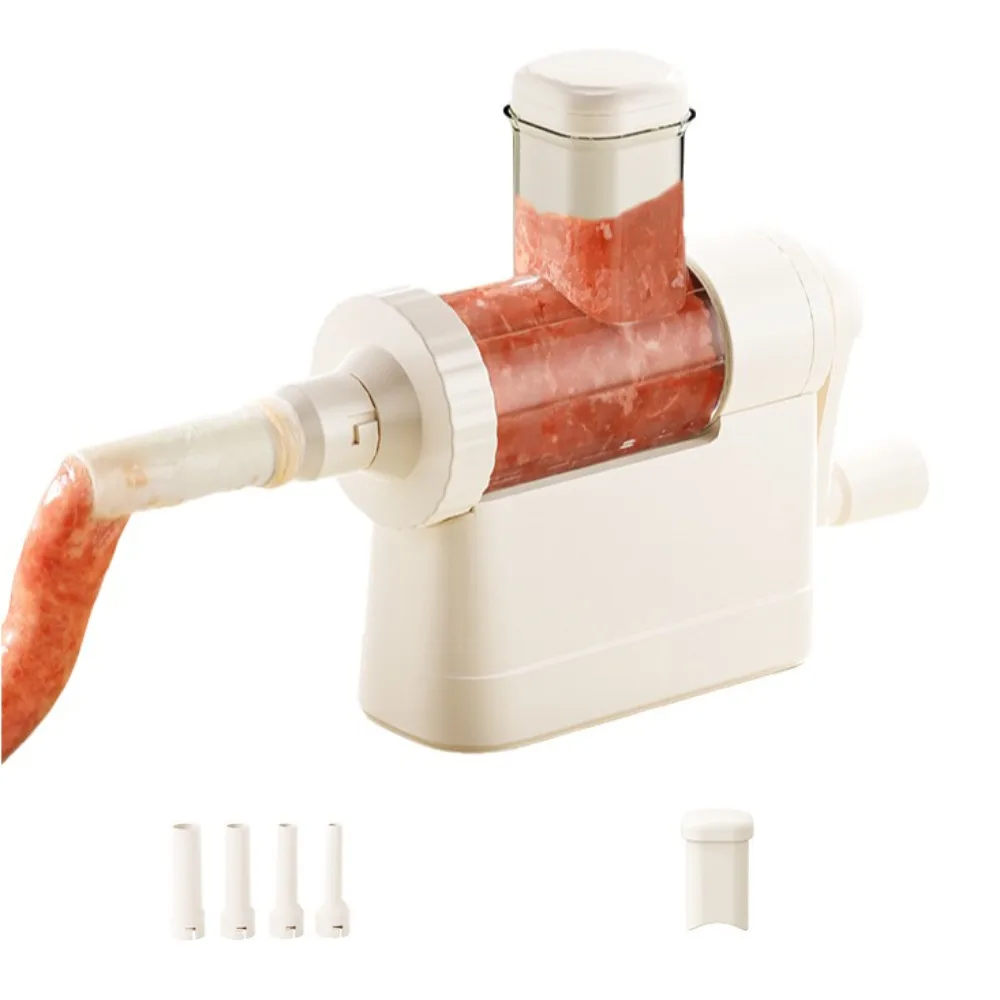 

Fast Filling Manual Sausage Stuffer Large Capacity with 4 Filling Nozzles Meat Stuffer Kit Plastic Detachable