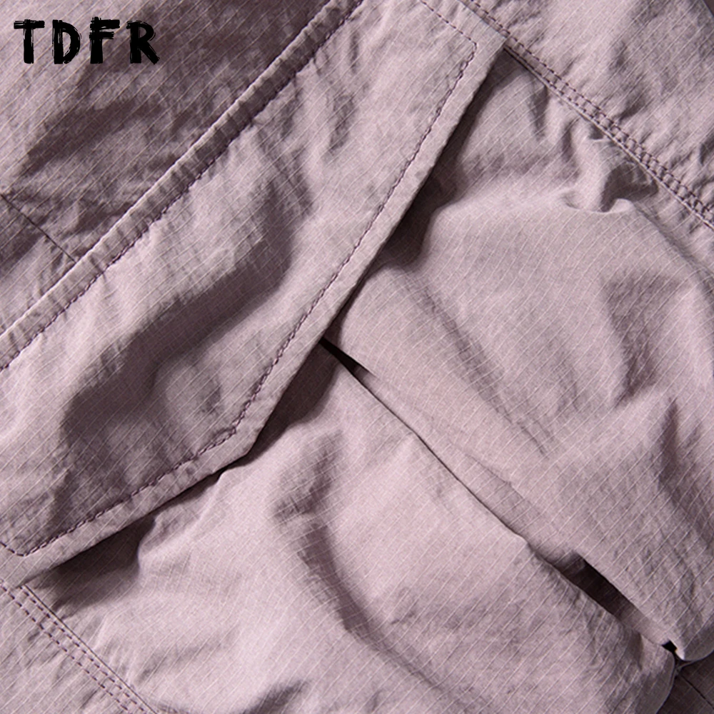 포켓 솔리드 카고 반바지 남성 여름 캐주얼 사파리 스타일 밴딩 허리 벨트 배기 와이드 레그 퀵 드라이 무릎 길이 반바지 남성용