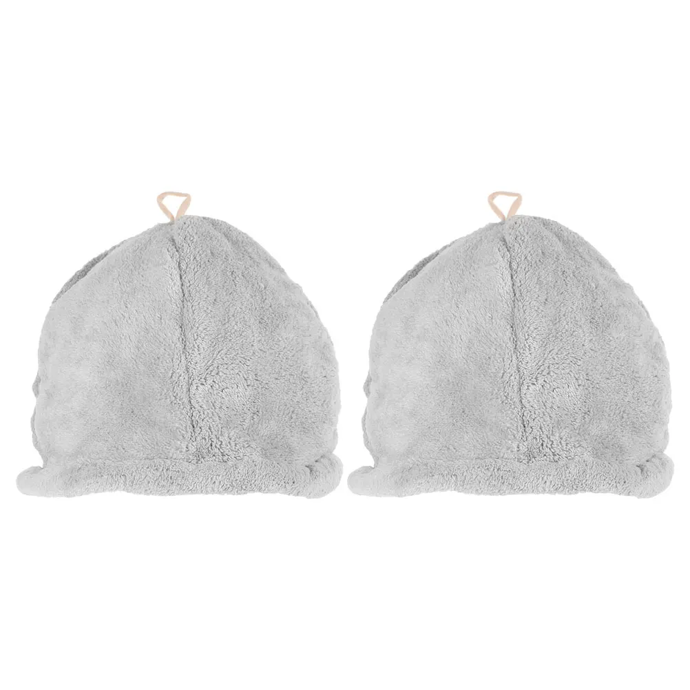

2Pcs Soft Coral Fleece Absorbent Hair Turban Quick Dry Bath Hat Comfortable Sauna Cap Home Spa Shower Cap Beanie for Women