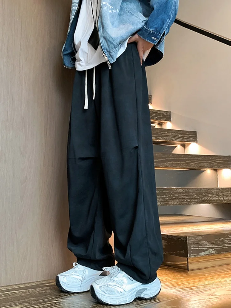 

Men's Straight Leg Dyeing And Bleaching Wide Leg Pants Water Ink Resistant Loose Cuff Trousers Casual Faion Spring Autumn