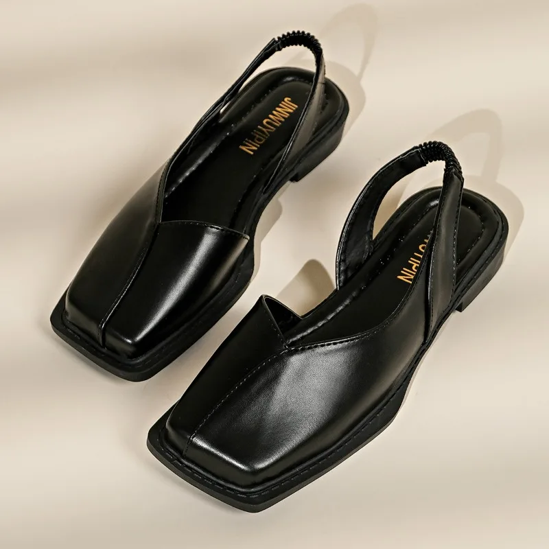 Retro Sandals 2025 New Low Heel Baotou Roman Shoes Women's Summer High Heels