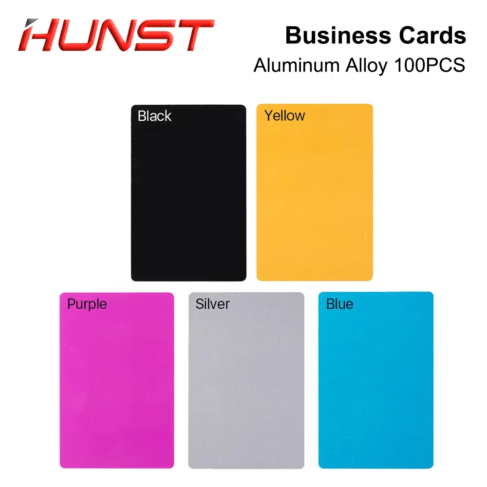 Hunst 100PCS/LOT Business Name Cards Multicolor Aluminium Alloy Metal Sheet Testing Material for Laser Marking Machine