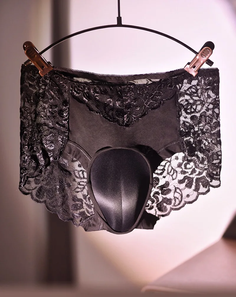 Sossy Slipje Kant Borduren Kameel Teen Ondergoed Mannen Sexy Verbergen Gaff Korte Sissy Lingerie Feminisering Crossdressing Onderbroek