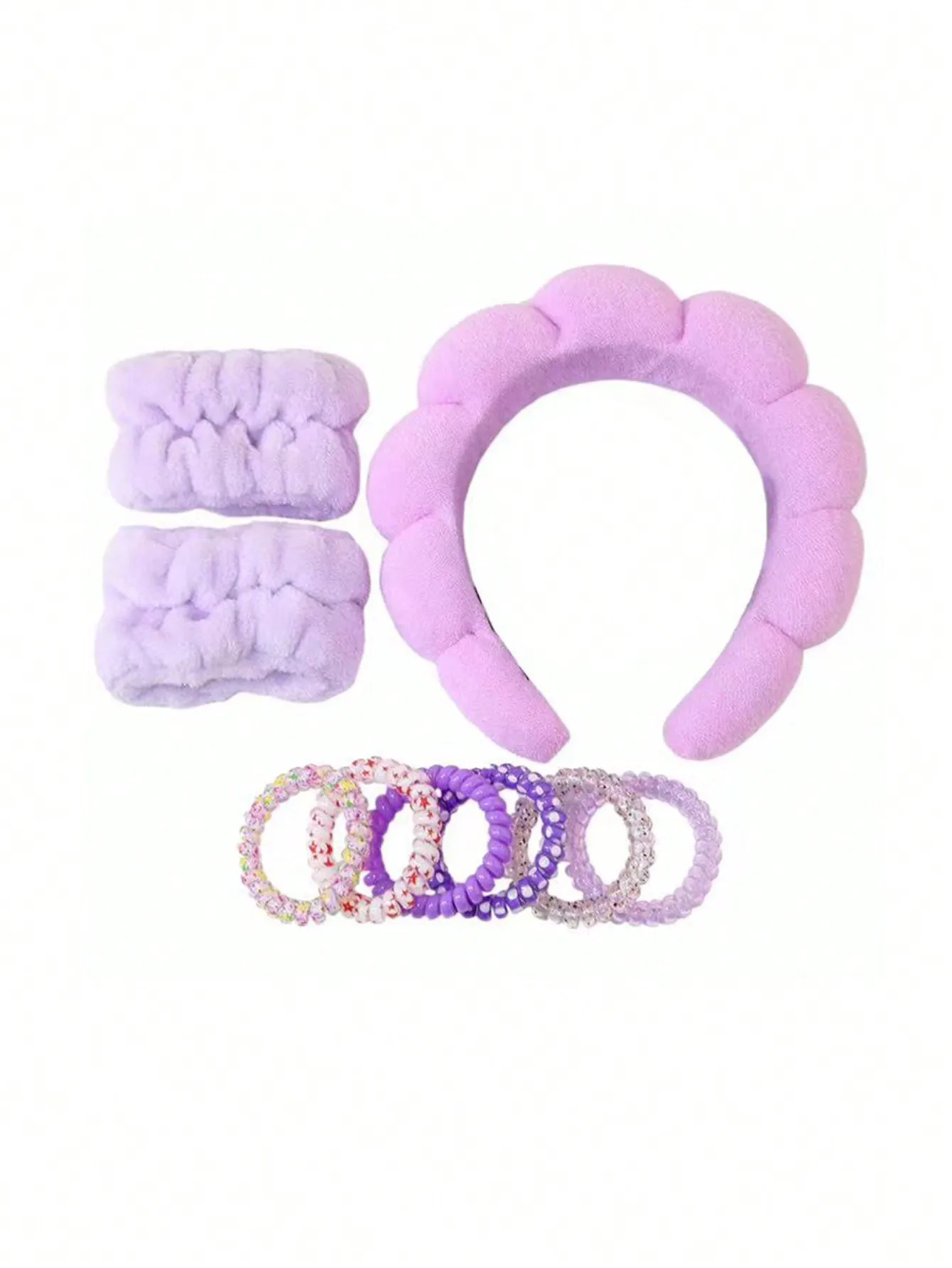 منشفة مكارون للنساء إسفنجة فلانليت ، عجين مقلي ، عصبة شعر للوجه ، رباط معصم ، مشبك شعر علوي عالي الجمجمة ، 9 *