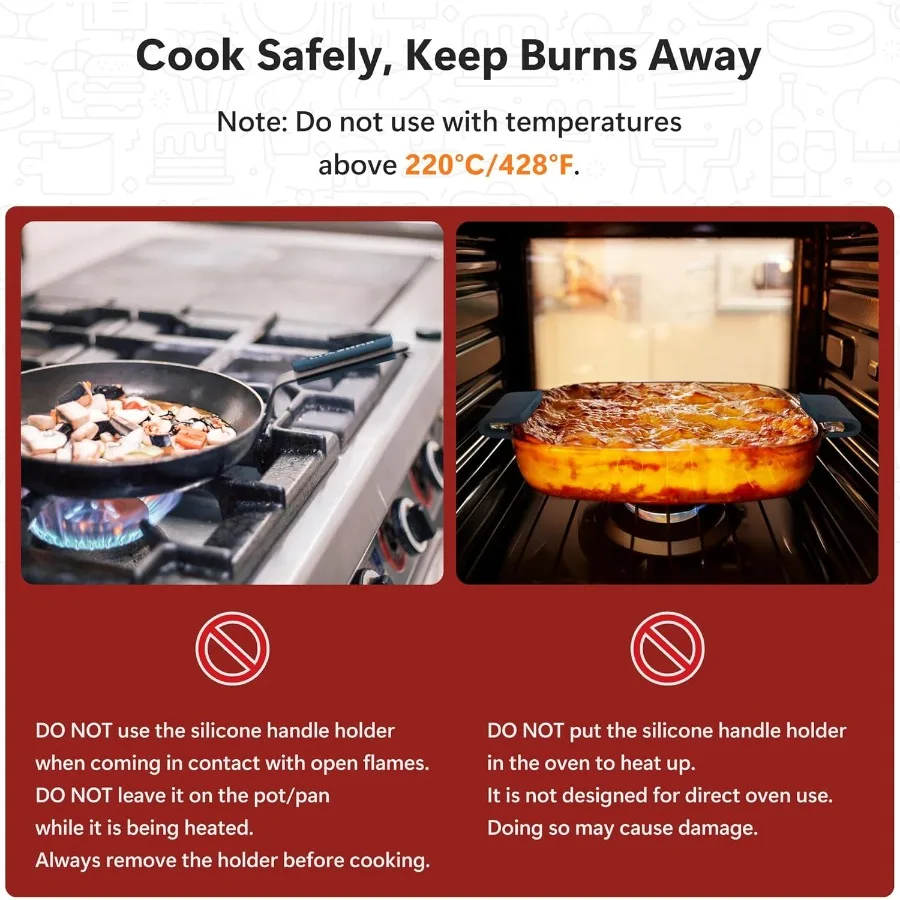 LiandZhao غطاء مقبض من الحديد الزهر 3 قطعة مقبض الوعاء كوف مقاومة للحرارة مقلاة حديد الزهر مقبض كوف مقلاة سيليكون كم ل #6