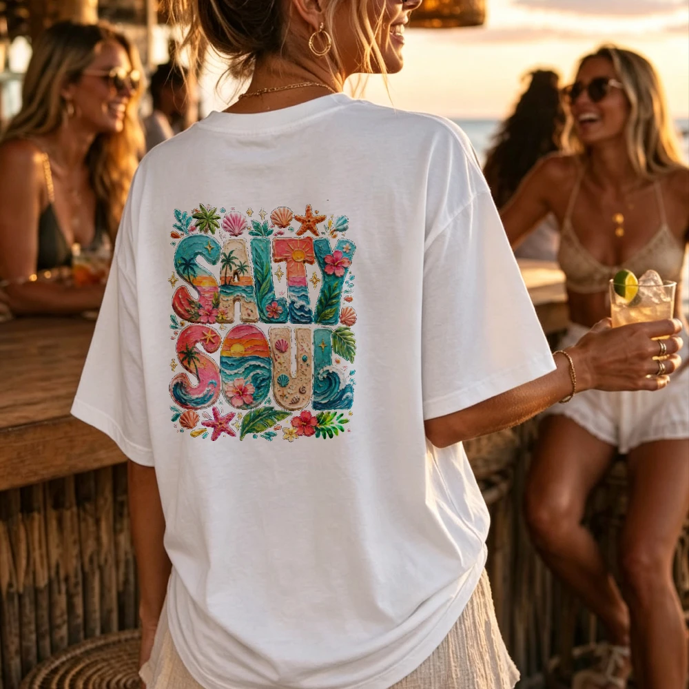 Ocean Lover Shirt Women Chunky Paint Salty Soul Tee Beach Vacation Shirt Coastal Summer Top Cruise Outfit Tee Aesthetic Clothes