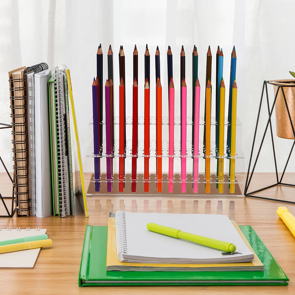 

2Pcs Clear Pen Organizer Rack Plastic Transparent Storage Display Stand for Desk Ball Pen Pencil Holder Clear Pencil Rack