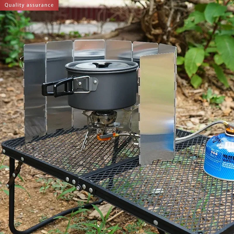 8-plate Gas Stove Windshield Outdoor Camping Picnic Cooking Burner Windscreen Aluminum Alloy Windshield Outdoor Accessories