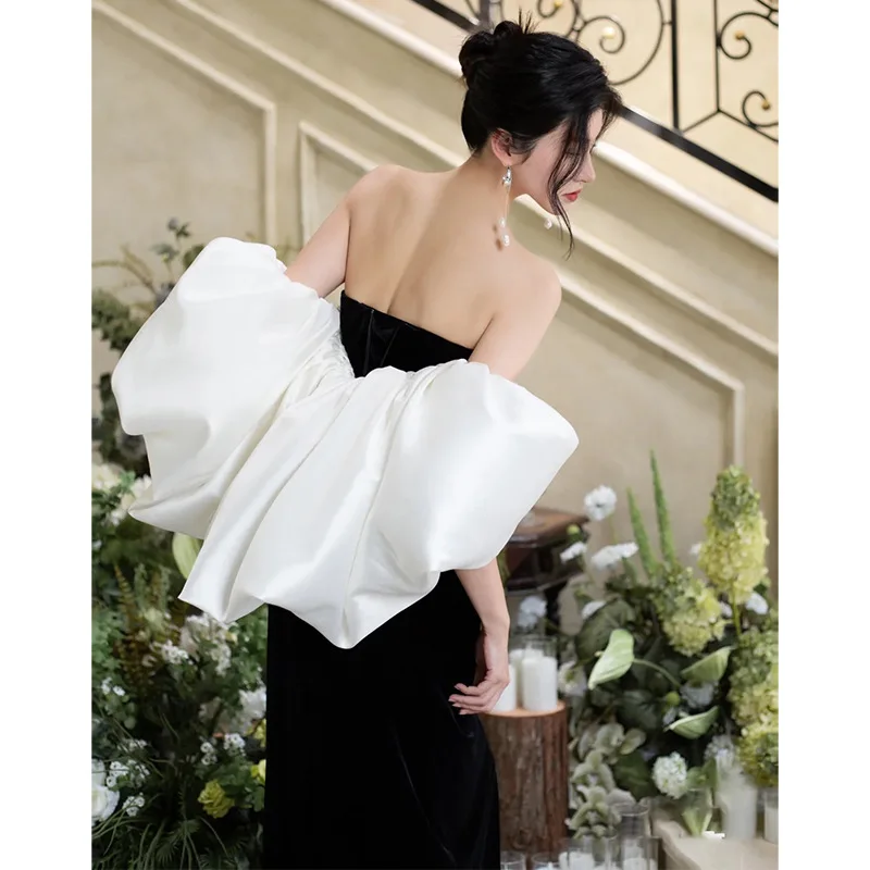 Robe de soirée noire pour occasions formelles, haut tubulaire, Niche abordable, queue de poisson, tempérament féminin annuel, examen d'art Socialite