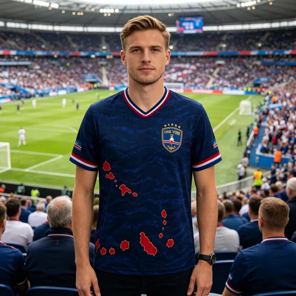 2026 Summer Hot Sell Cabo Verde Blue Ocean Wave Soccer Jersey Oversized Quick Dry Breathable Tee Fan Streetwear Family Kids Tee