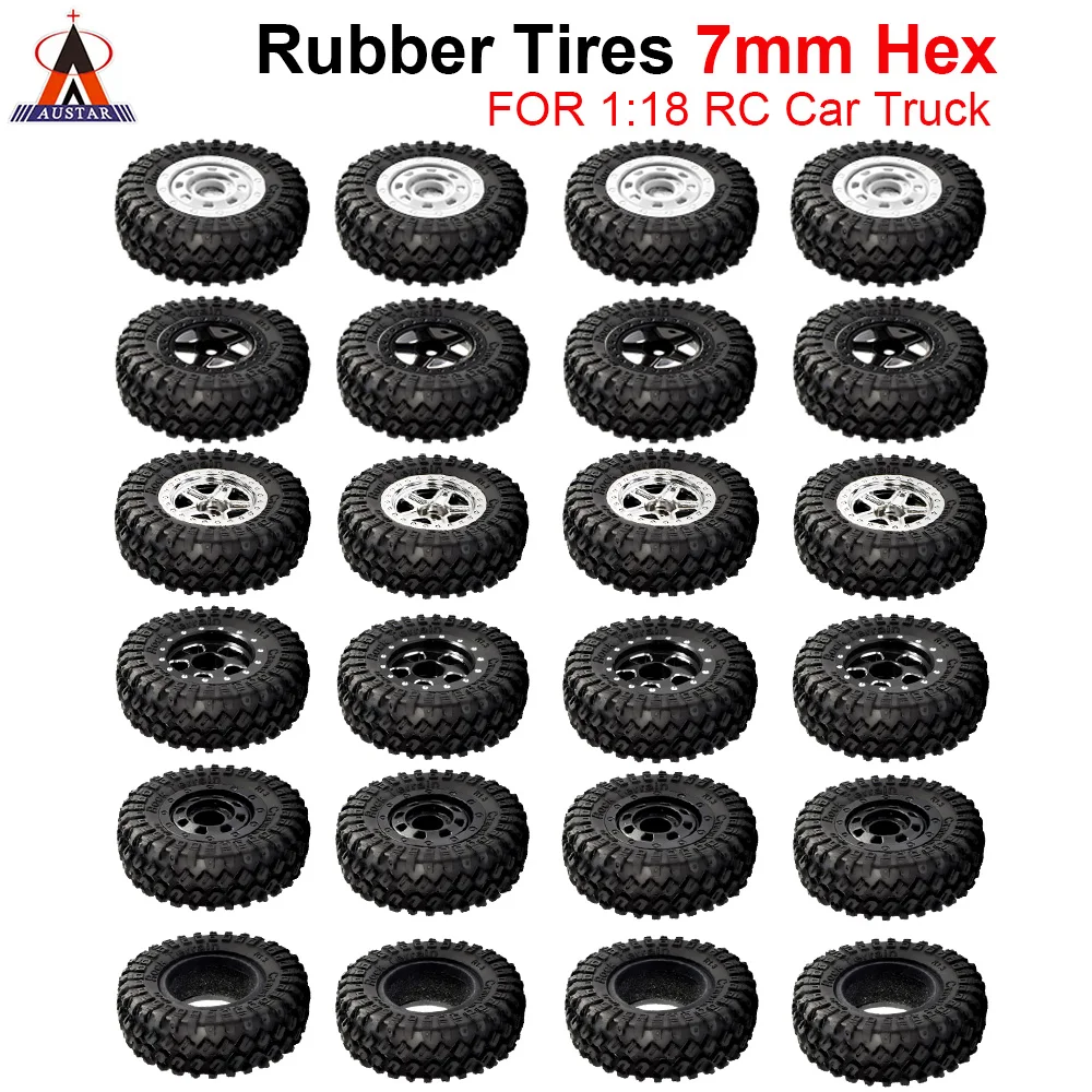 AUSTAR 1.3 pouces RC pneus 1/18 roues pneus ensemble 7mm Hex pour 1/18 TRX4M RC pièces de voiture sur chenilles
