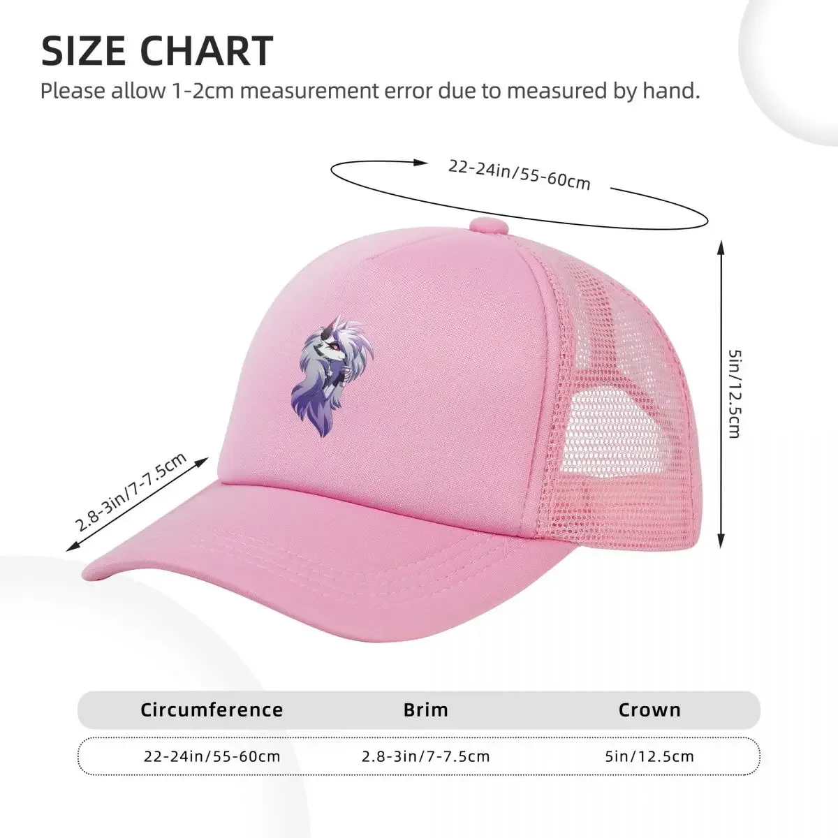Helluva Boss Loona قبعات البيسبول الشبكية Snapback قبعات البيسبول الموضة تنفس عادية Casquette في الهواء الطلق للرجال والنساء