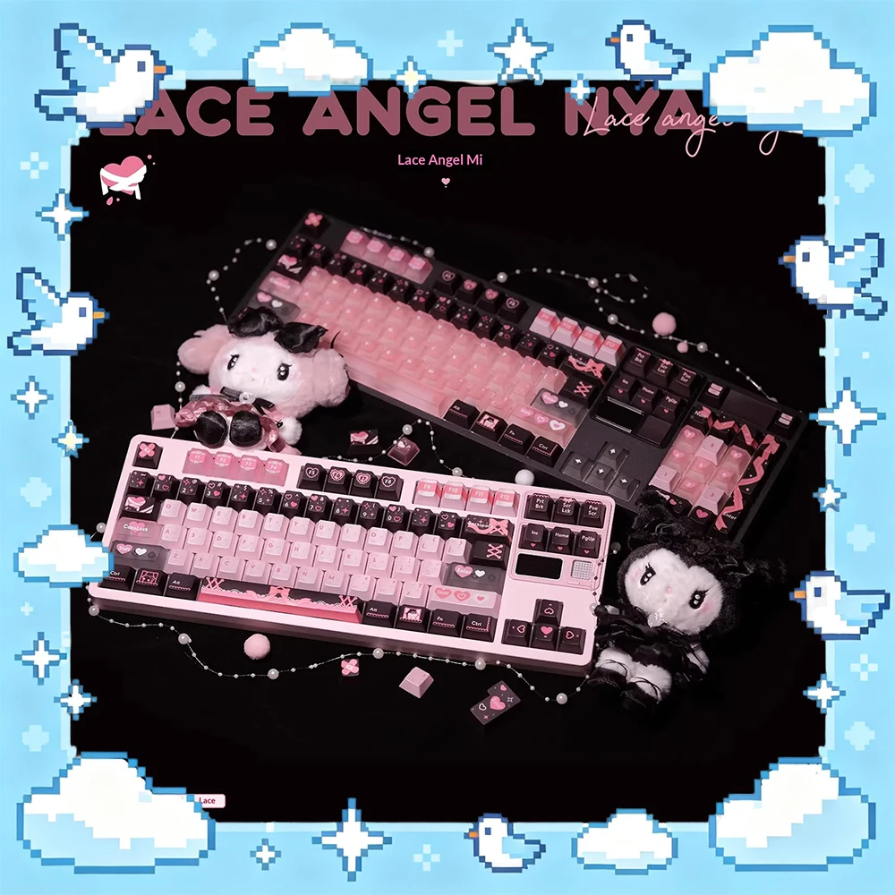 

Клавиши PBTfans Leisi Angel Mi PC с перламутровой текстурой, розовые, с эффектом тумана, на заказ, для ПК-аксессуаров и подарков
