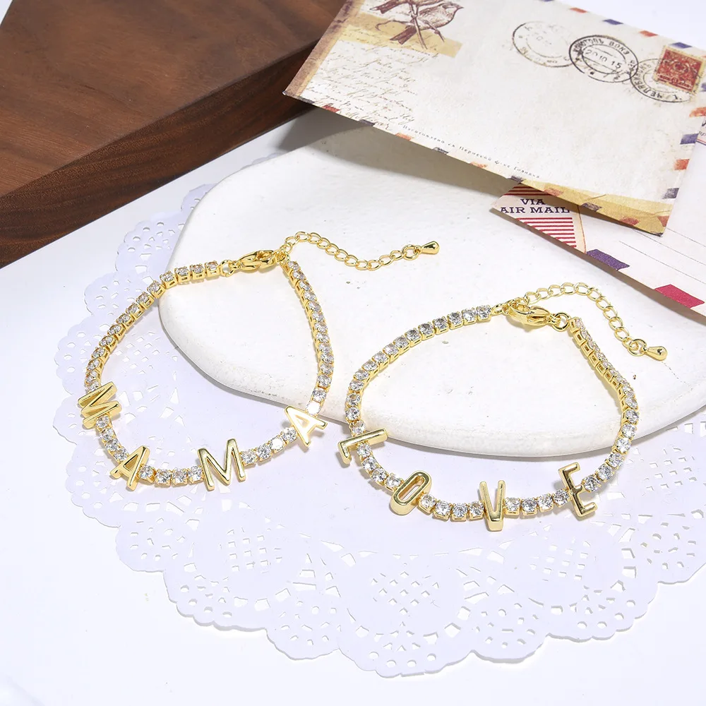 Fashion Zircon LOVE&MAMA Letter bracelet for men and women gift jewelry style