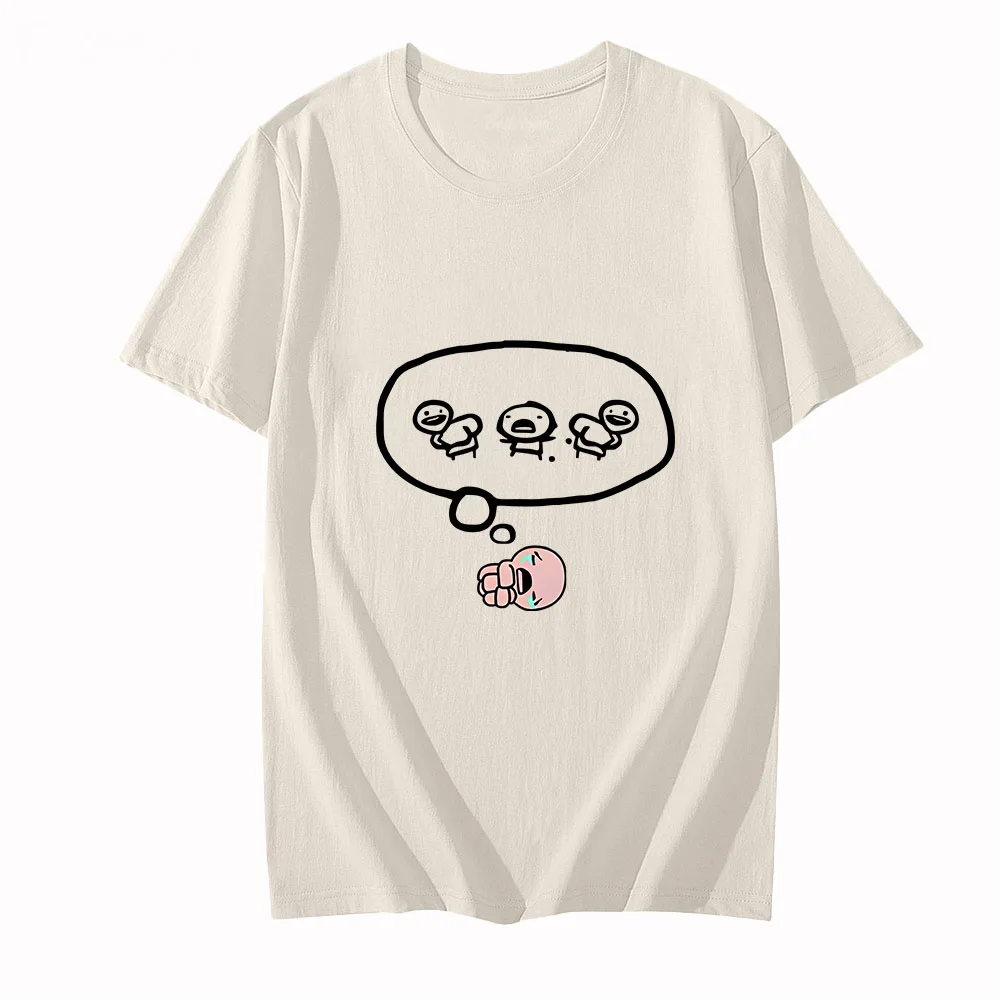 The Binding of Isaac Cartoon Shirts 100% Cotton Clothing Men Oversized Tshirt Kawaii Graphic T Shirt Summer Short Sleeve Tees