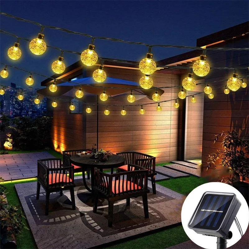 

Garden Party Decoration Fairy 8 Lighting Modes Outdoor Camping Solar Crystal Globe Bee String Lights Christmas Wedding Garland