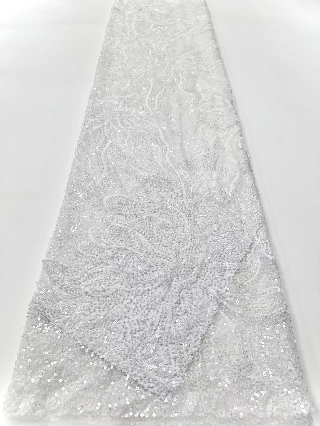 5 Yards Nigerian Lace Fabric High Quality Luxury Tulle African French Beaded Lace Fabric Wedding Dress for Women Sewing AH1476