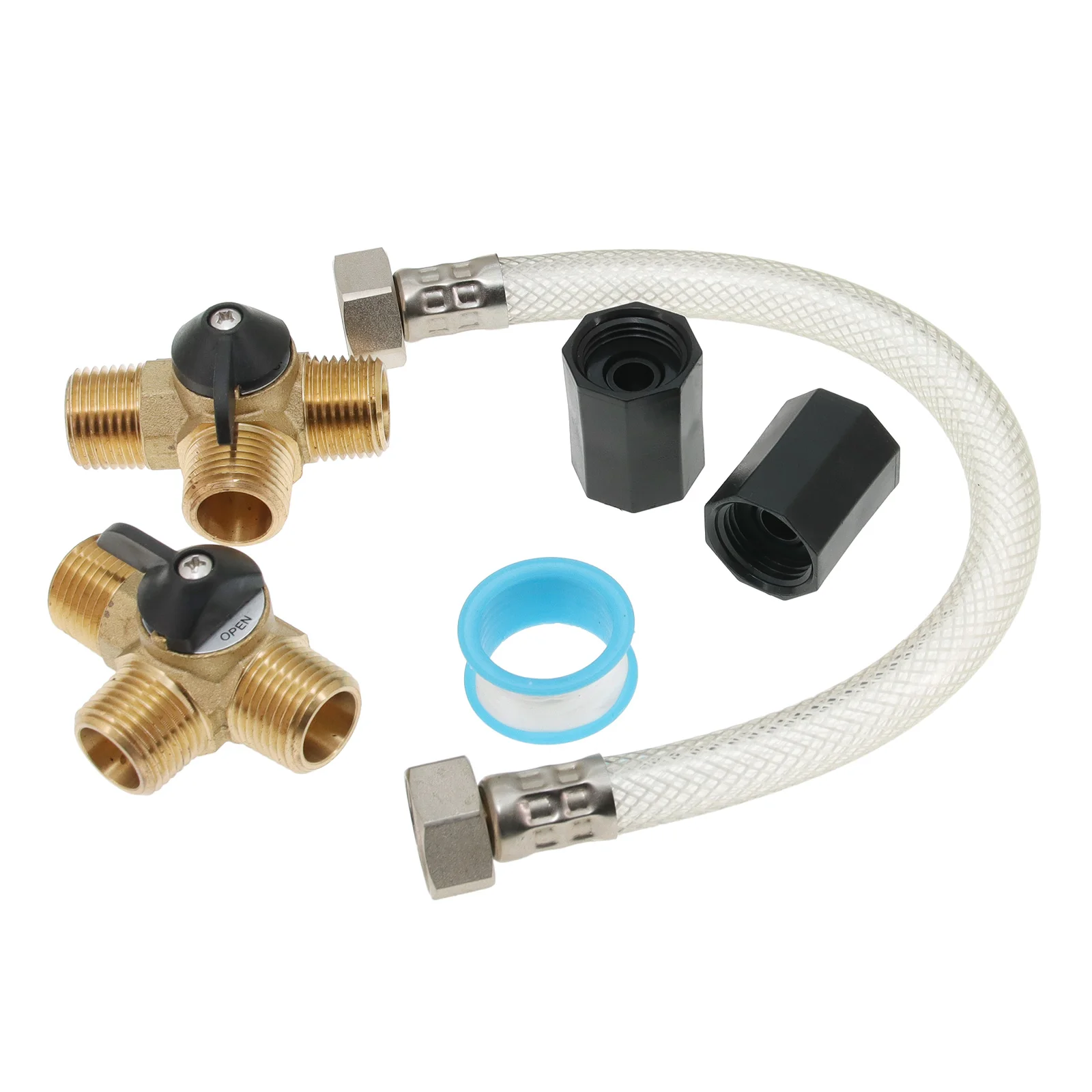 Marine RV Warmwasserbereiter-Bypass-Kit, weiblich, männlich, starke Struktur, messingverstärkter Schlauch und Armaturen für Yacht, Boot