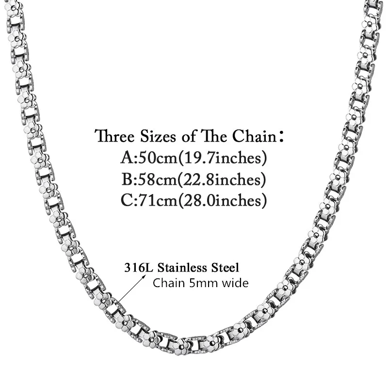 Chunky Gold Chain Necklace Men Embossing 5mm Vintage Party Men Jewelry Wholesale Gold Color Box Chain, Stainless Steel Necklace