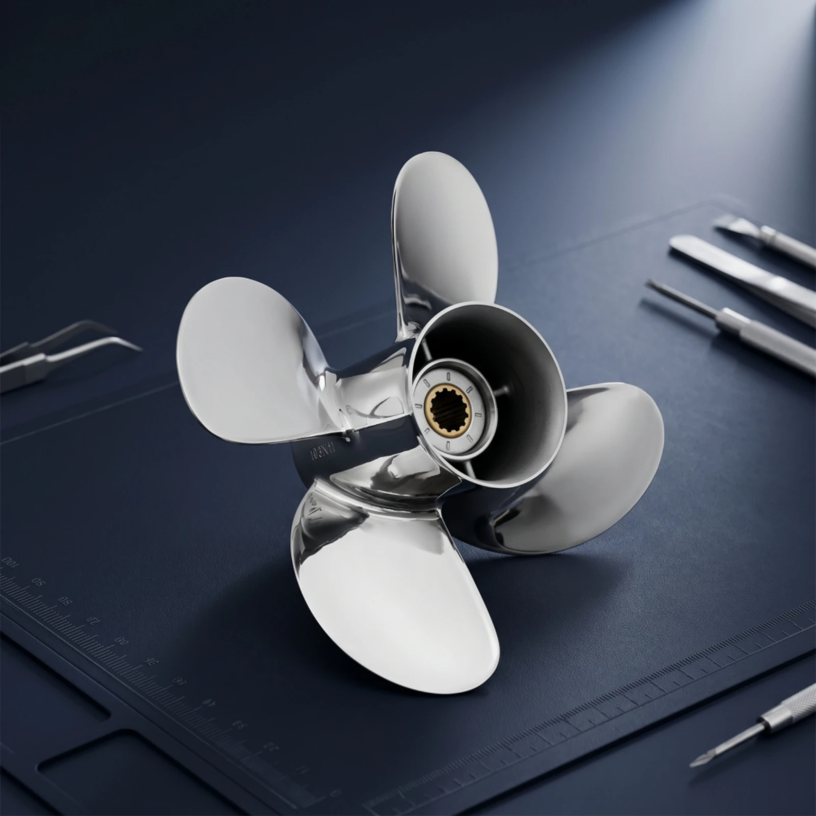 Propeller with Splined Hub Polished Outboard Propeller Hardware Corrosion-Resistant Long-Lasting for Marine Use