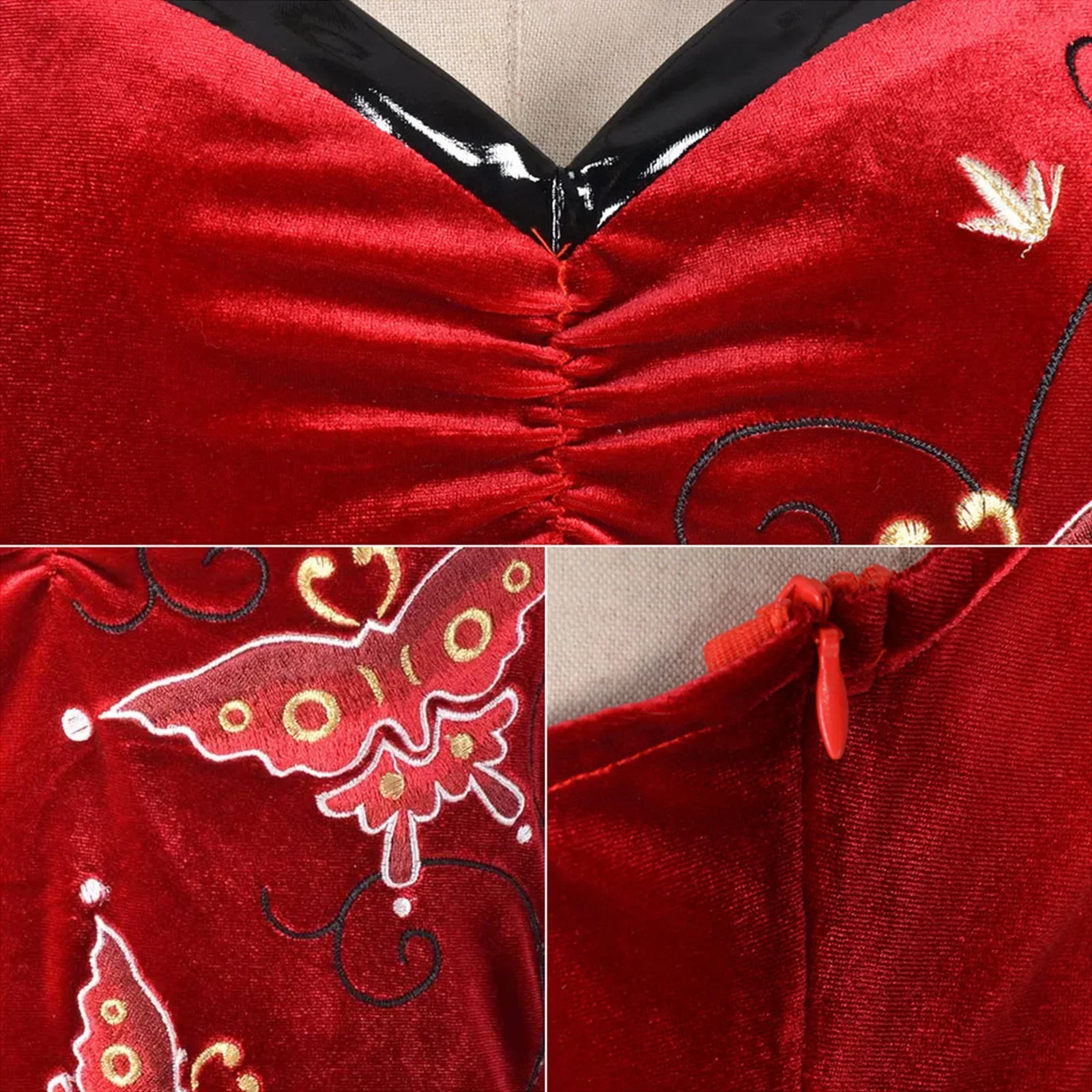 2026 Women Cosplay Dress Uniform Halloween Christmas Women Red Lace Cheongsam Lingerie Suit Cosplay Costume view 4