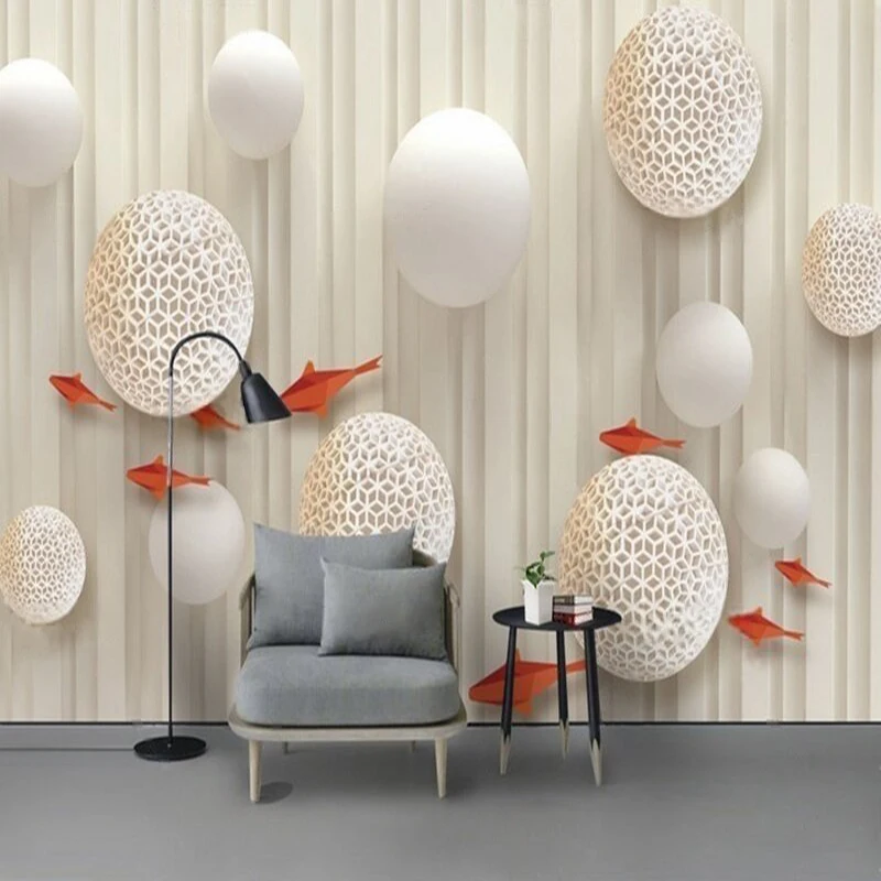 Modern Fashion 3D Three-Dimensional Circular Red Carp In The Living Room Corridor Traditional Chinese Painting Exhibition Hall