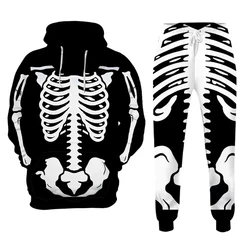 Skull Skeleton 3D Printed Two-Piece Pullover Retro Men Tracksuit Fashion Men Fall/winter Casual Street Sweatshirt Hilarious Art