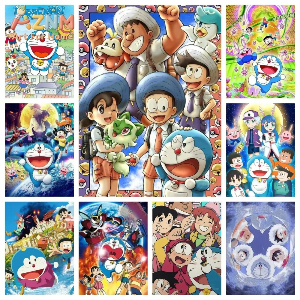1Pc Canvas Posters Doraemon Nobita Japanese Anime Painting G