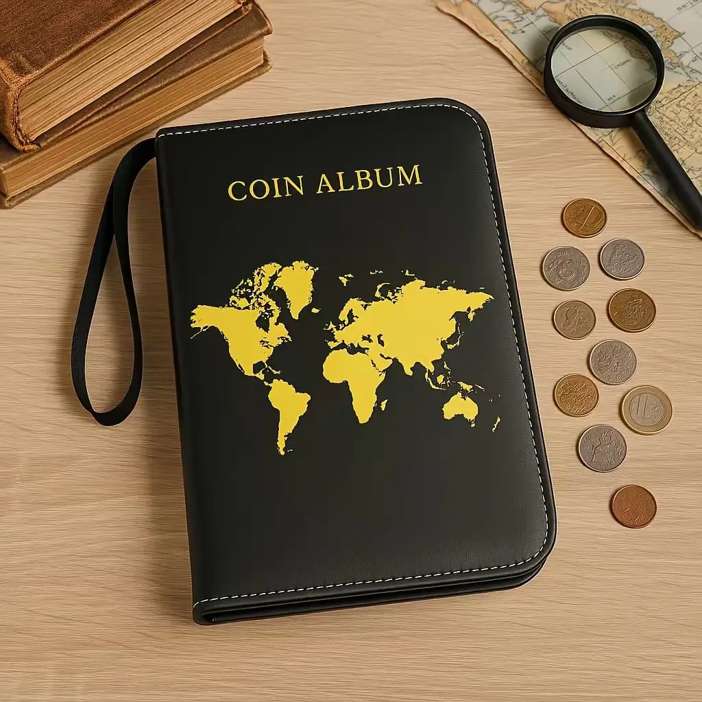 10 Pages/200 Pockets，Large-Capacity Coin Collection Case - with Zipper and Handle, Ideal for Storing and Organizing Your Coins -