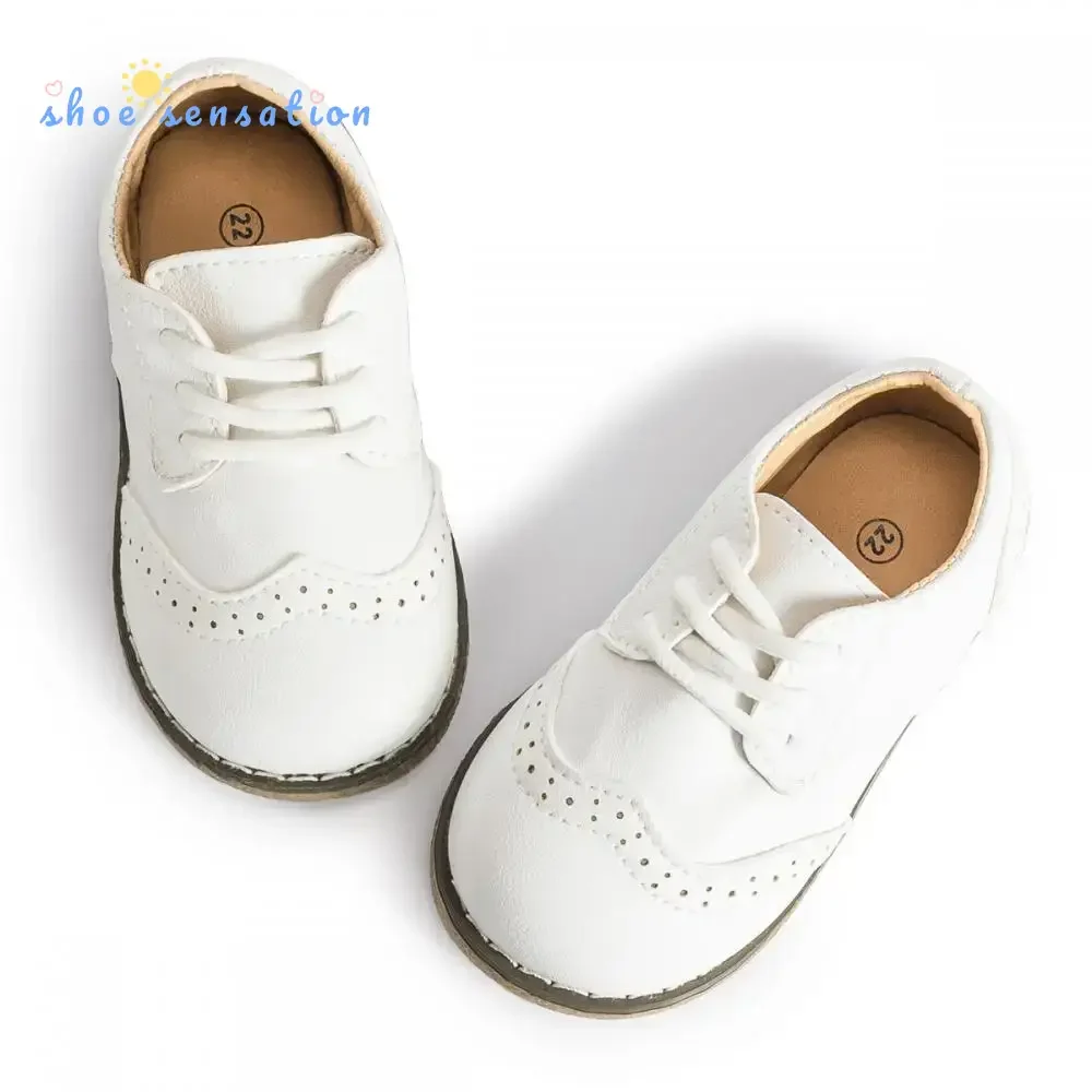 

Four Seasons New Children's Leather Shoes Lace-Up Fashion Casual Sneakers Versatile Anti-Slip Waterproof Young Children's Shoes