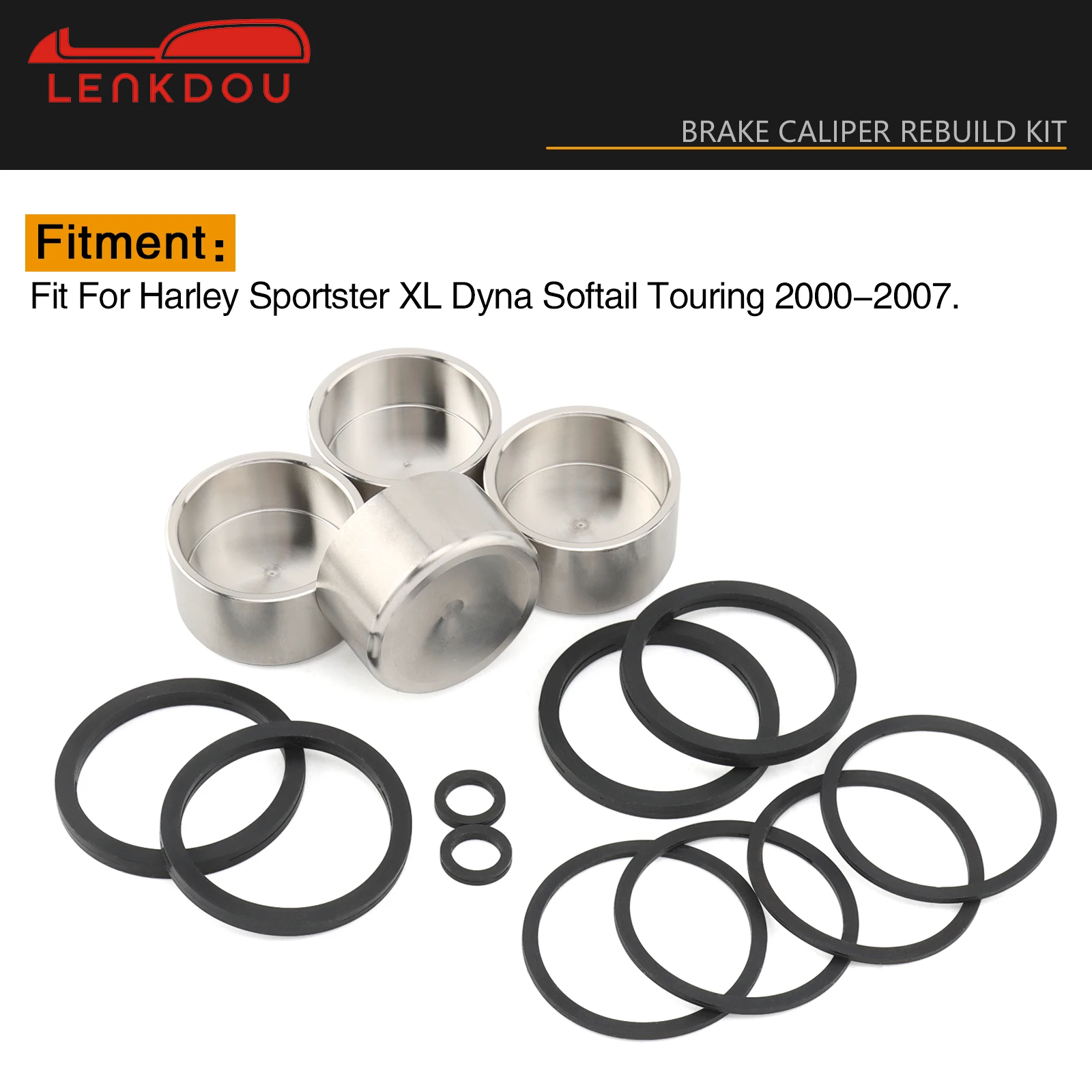 for Harley Brake Caliper Rebuild Kit Front Rear for Sportster XL Dyna Softail 2004-17 Touring Road King Electra Glide 2000-17