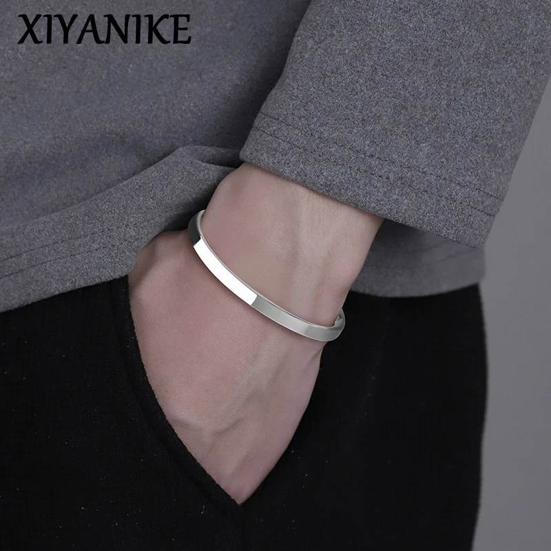 

XIYANIKE Men Women Summer Beach Geometric Glossy Cuff Bracelet Simple Fashion New Jewelry Party Couple Gift pulseras mujer