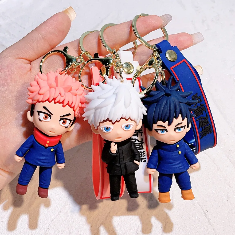 Jujutsu Kaisen Anime Action Figure Cute Keychain Gojo Satoru Kawaii Doll Cosplay Keyrings For Bag Pendant Key Holder Accessories