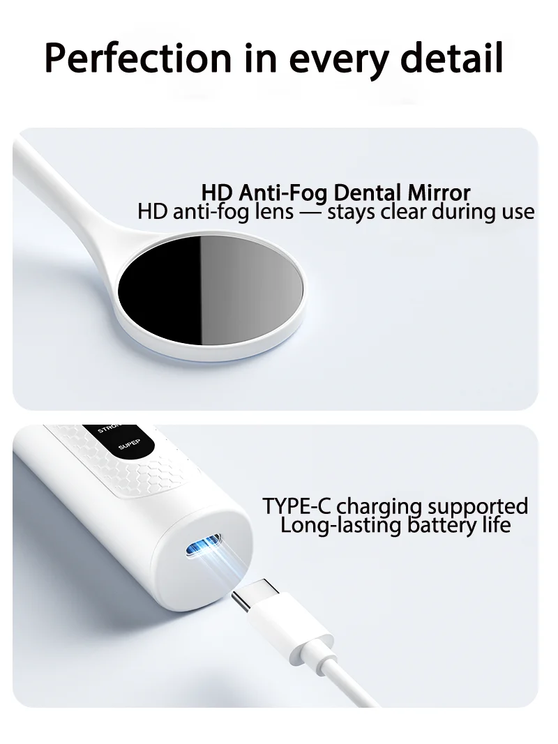 Ultrasonic Tooth Cleaner Kit Ultrasonic Electric Plaque & Tartar Remover Dental Mirror For Dental & Oral Checkup image 5