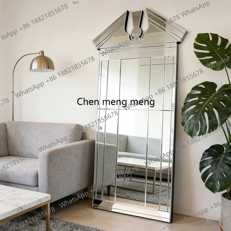 French wall-mounted full-length mirror  cloakroom light luxury floor-to-ceiling mirror full-body mirror attached to the wall