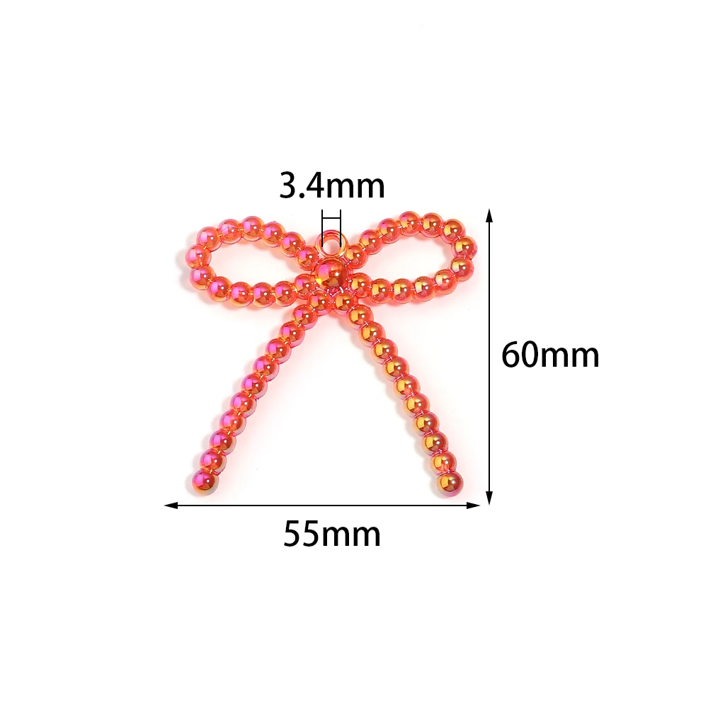 5pcs/lot Acrylic Bow Bead Charms Pendant Multicolor 55X60mm Bowknots Pendants For DIY Handmade Jewelry Making Earrings Necklace