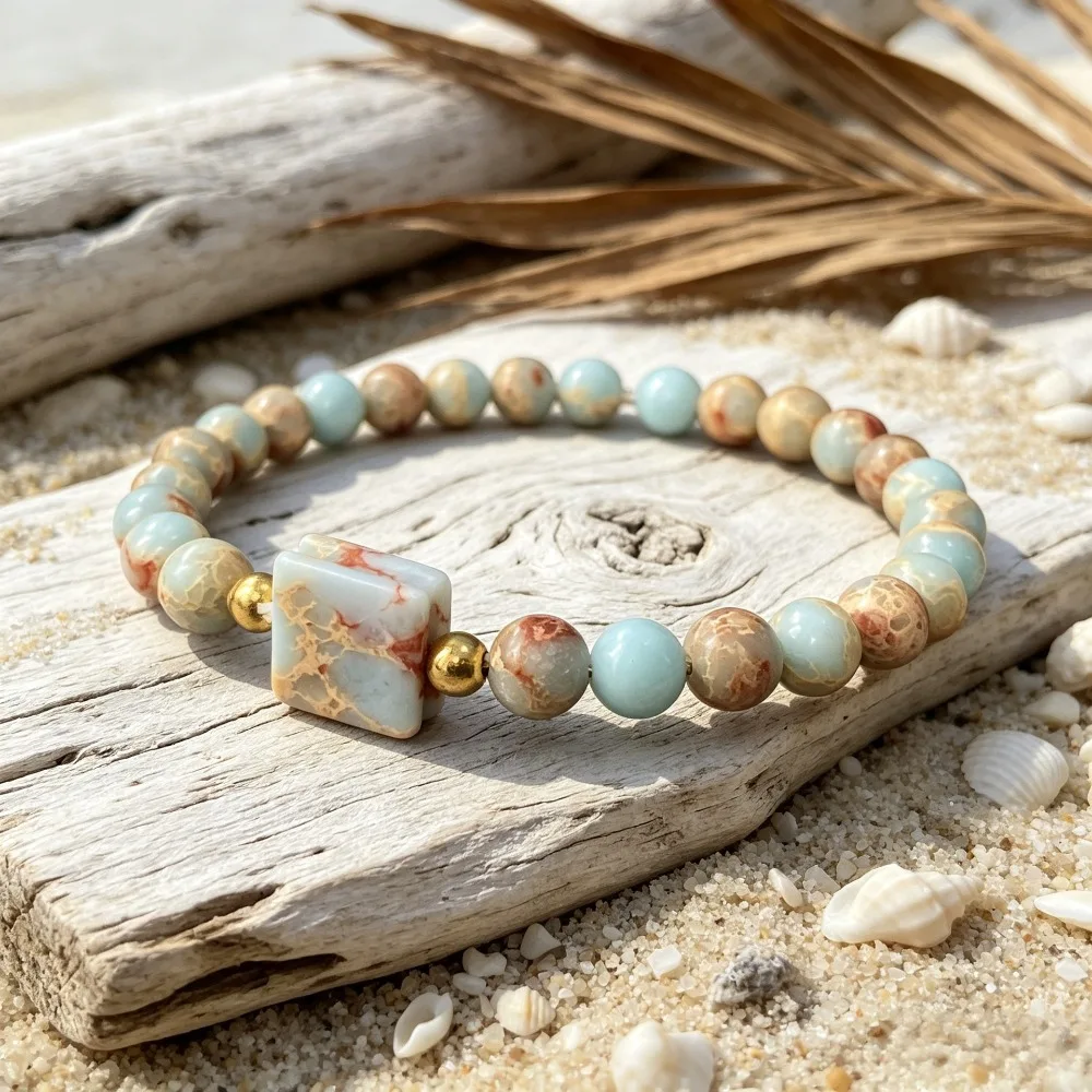 Fashion Stone Picasso Gem Beaded Bracelets for Women Men Imperial Jaspers Sea Sediment Turquoises Bracelet Delicate Jewelry