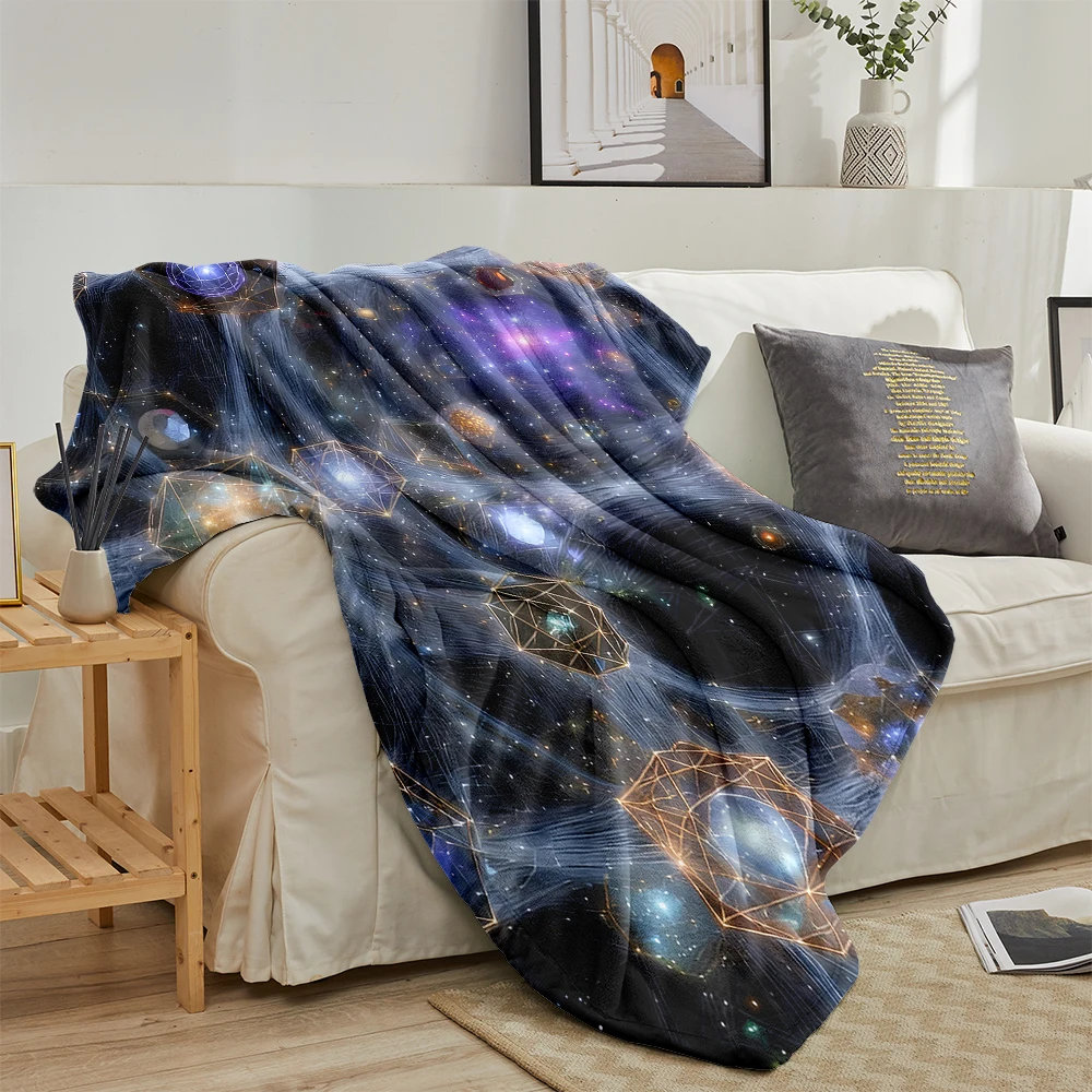 Crystal Galaxy Network Cozy Flannel Fleece Blanket Lightweight Plush Throw Blanket for Sofa Bed Travel Camping Warm Blanket