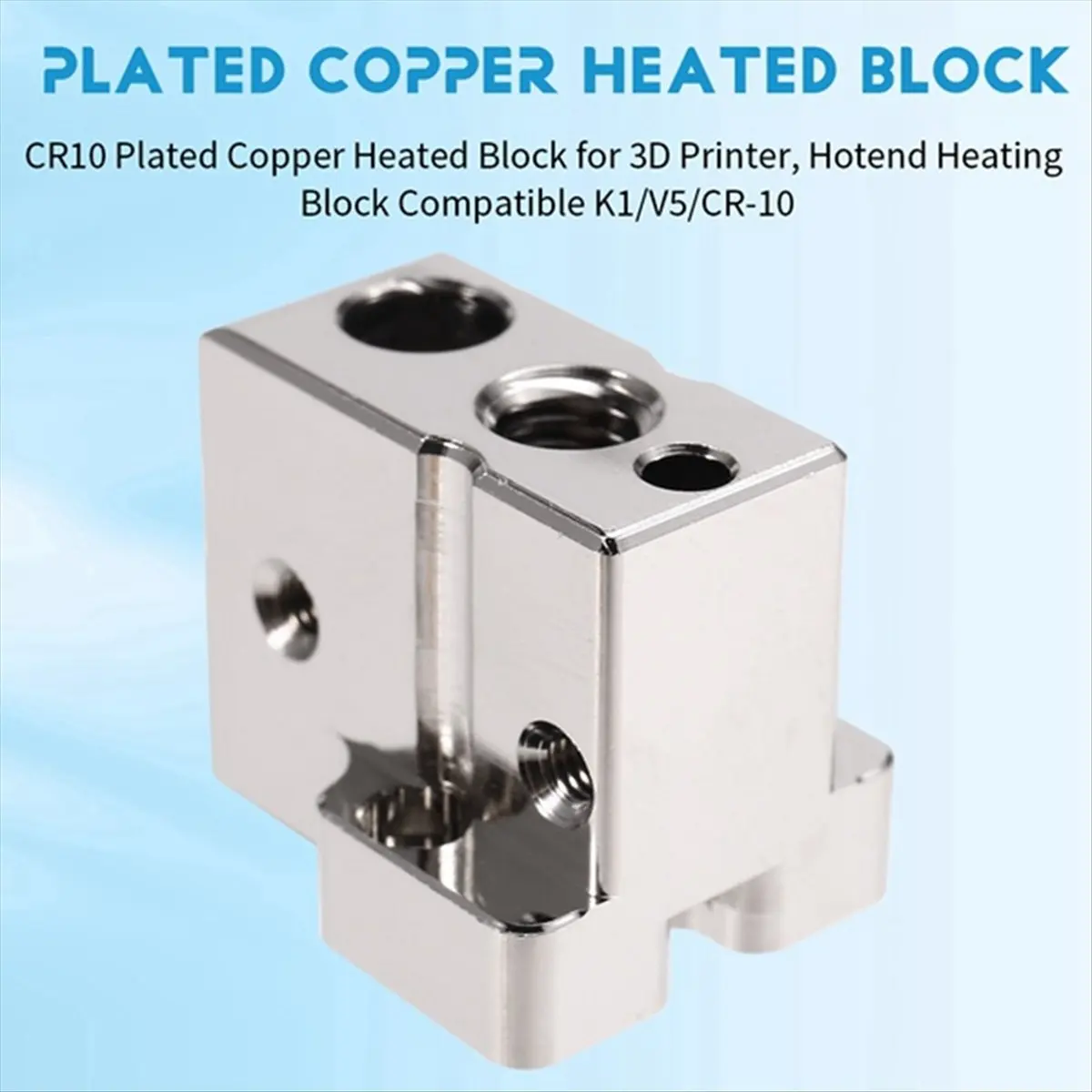 (B63C) CR10 Plated Copper Heated Block Volcano High-Temperature Heating Block for 3D Printer Parts, Large Flow 2Pcs