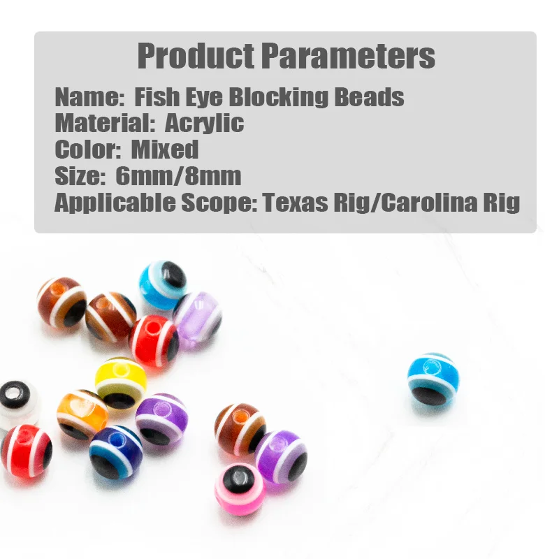 Fish Eye Blocking Beads 6/8mm 50pcs Mixed Color Acrylic Fishing Beads For Texas Rig/Carolina Rig DIY Kit Bass Fishing Tackle - view 2